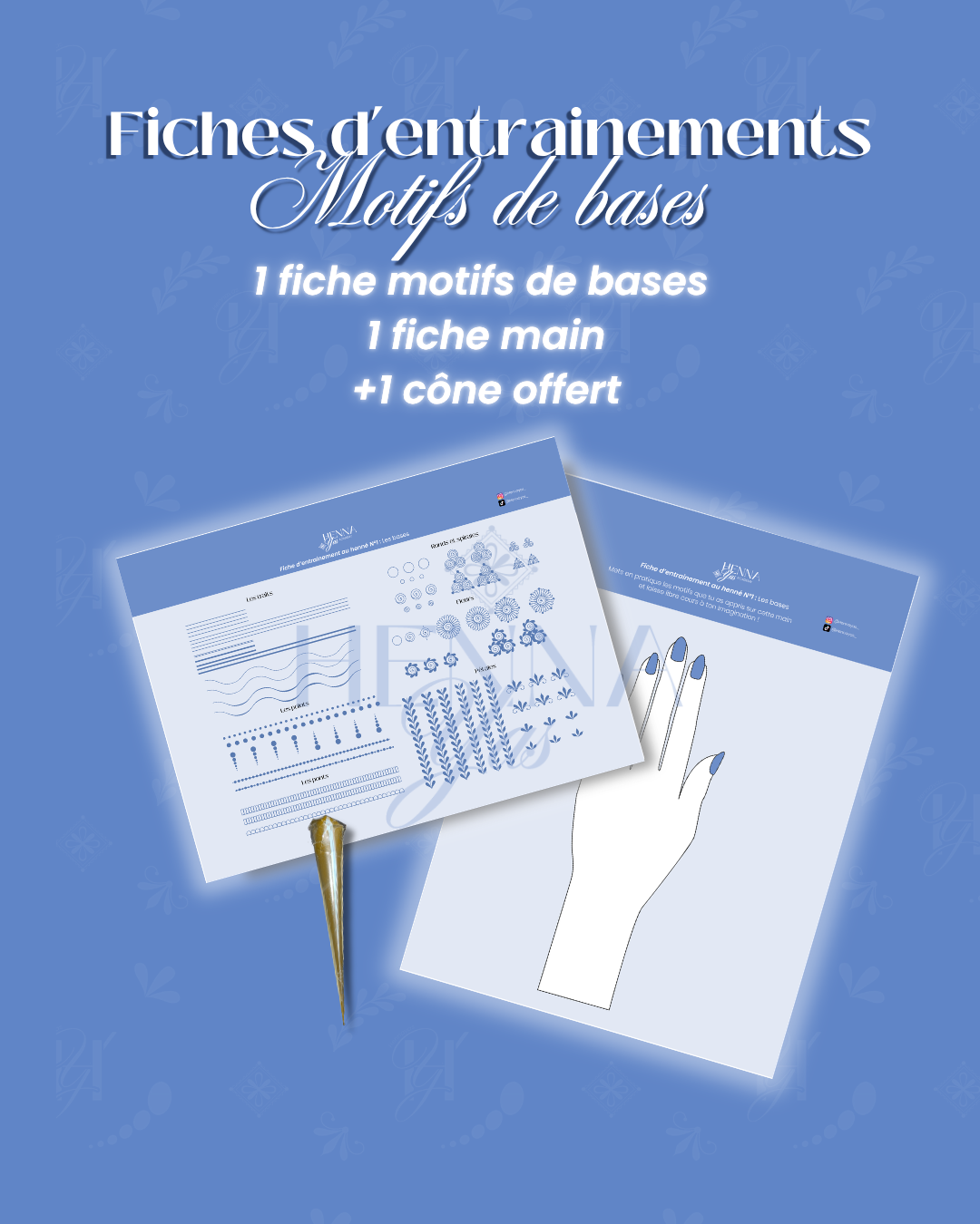 Fiches d'entrainements henné + cône : Motifs de bases